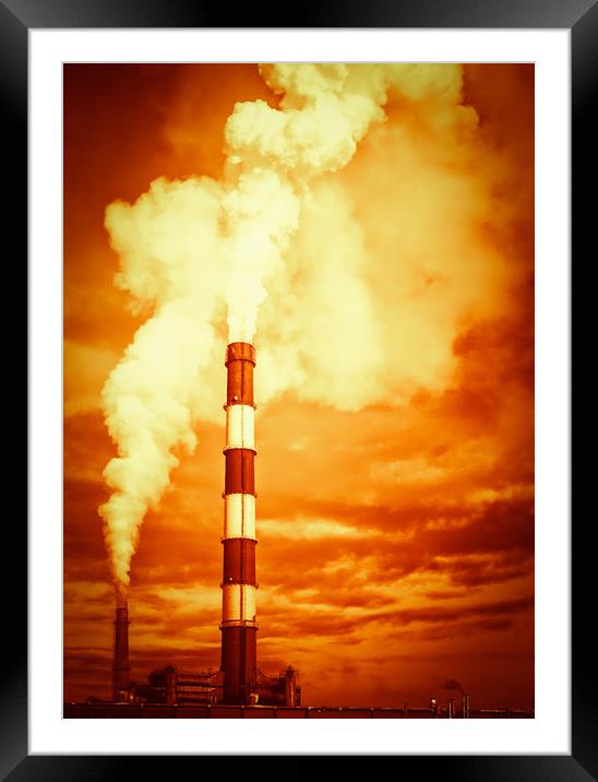 Global Warming Chimney Stack Emissions Framed Mounted Print by John Williams