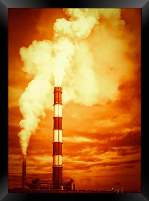 Global Warming Chimney Stack Emissions Framed Print by John Williams