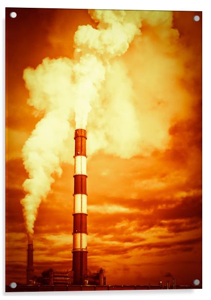 Global Warming Chimney Stack Emissions Acrylic by John Williams