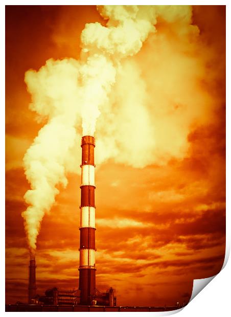 Global Warming Chimney Stack Emissions Print by John Williams