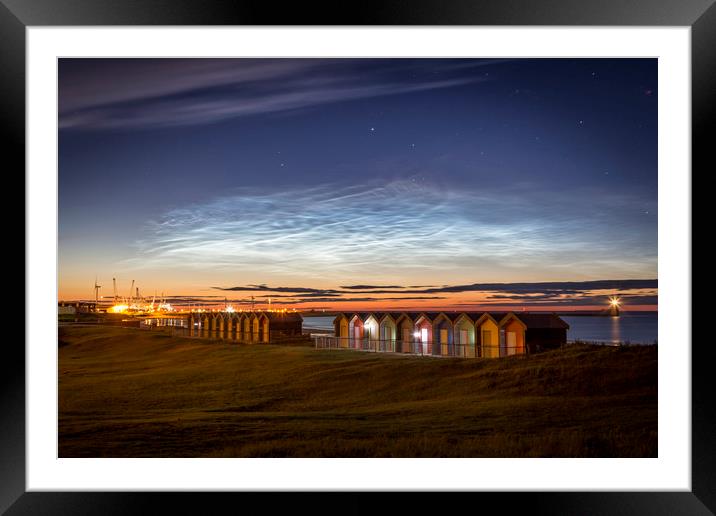 Noctilucent Clouds over Blyth Beach Huts Framed Mounted Print by Paul Appleby