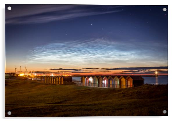 Noctilucent Clouds over Blyth Beach Huts Acrylic by Paul Appleby