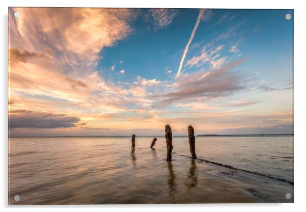Western Beach Sunset Ryde Isle Of Wight Acrylic by Wight Landscapes