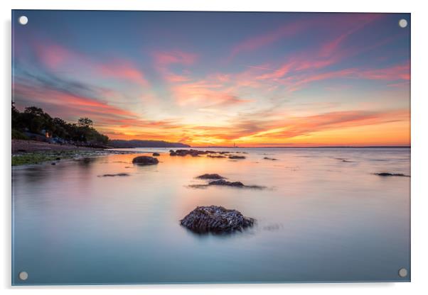 Woodside Bay Coastal Retreat Sunset Acrylic by Wight Landscapes