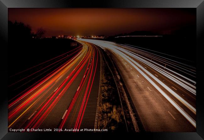 Motorway Sunset Framed Print by Charles Little