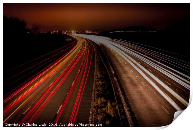 Motorway Sunset Print by Charles Little