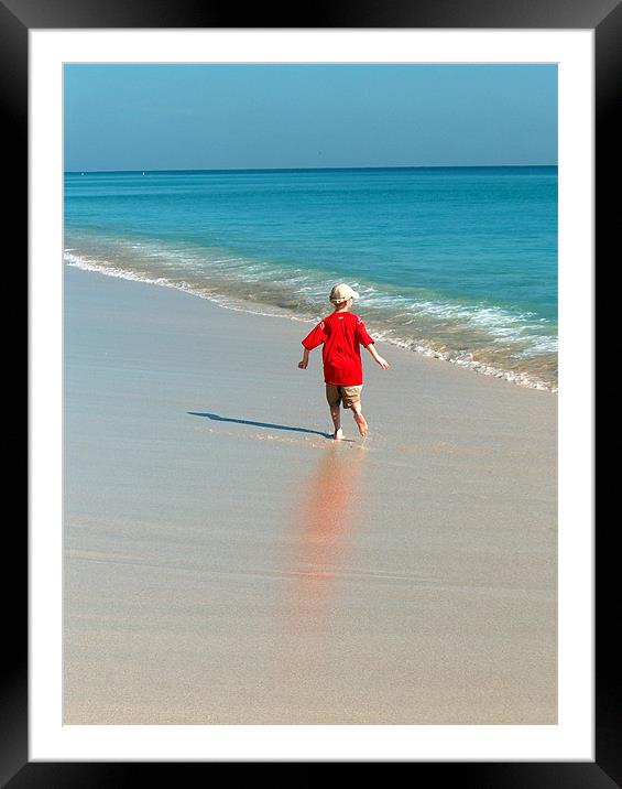 Beach boy Framed Mounted Print by Julie Skone