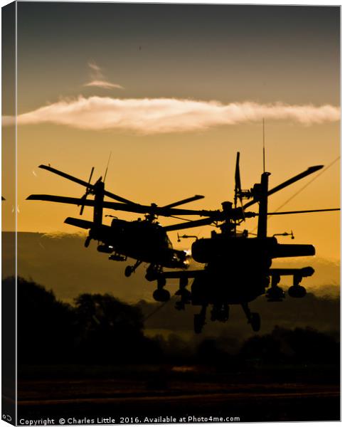 Apache Gunships at Sunset Canvas Print by Charles Little