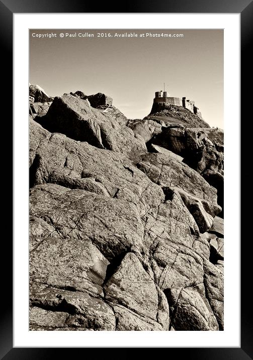Lindisfarne Castle over lichen covered rocks  - ye Framed Mounted Print by Paul Cullen