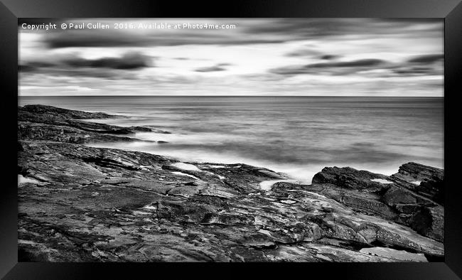 Howick Coastline - Monochrome. Framed Print by Paul Cullen