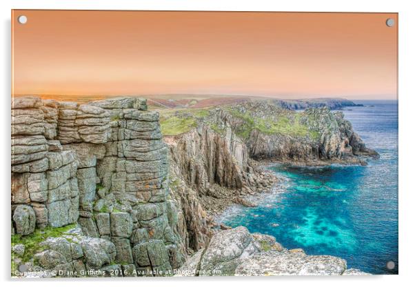 The Cliffs Around Lands End at Dawn Acrylic by Diane Griffiths