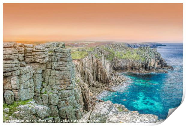 The Cliffs Around Lands End at Dawn Print by Diane Griffiths