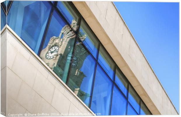 Liver Building Reflection Canvas Print by Diane Griffiths