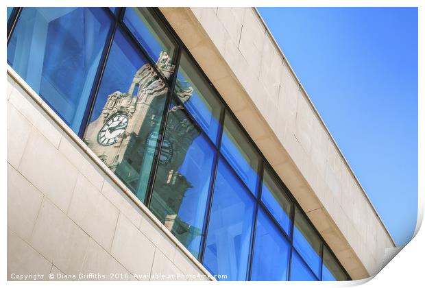Liver Building Reflection Print by Diane Griffiths