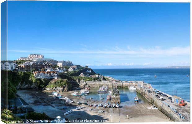 Newquay Harbour Canvas Print by Diane Griffiths