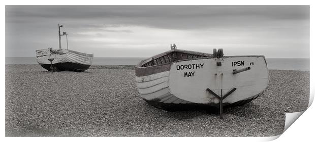 Two Boats on a Suffolk Beach Print by Dave Turner