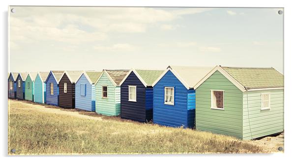 The beach hut blues Acrylic by Vicki Huckle