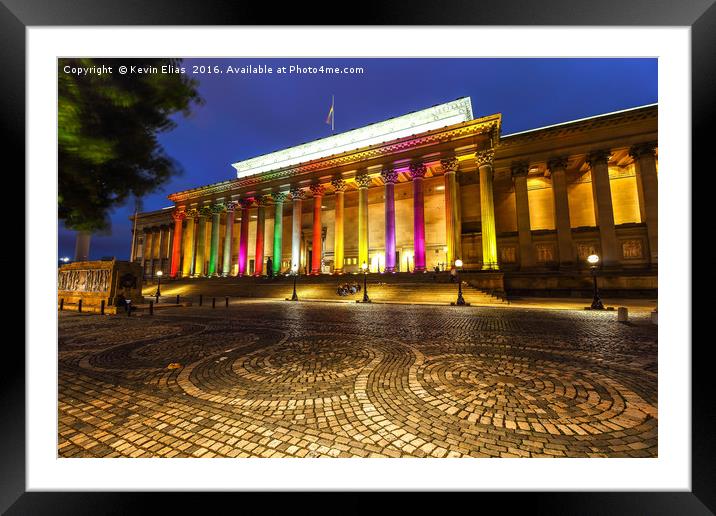 Illuminated Solidarity: Liverpool's St George's Ha Framed Mounted Print by Kevin Elias