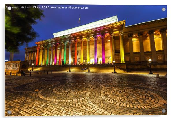 Illuminated Solidarity: Liverpool's St George's Ha Acrylic by Kevin Elias