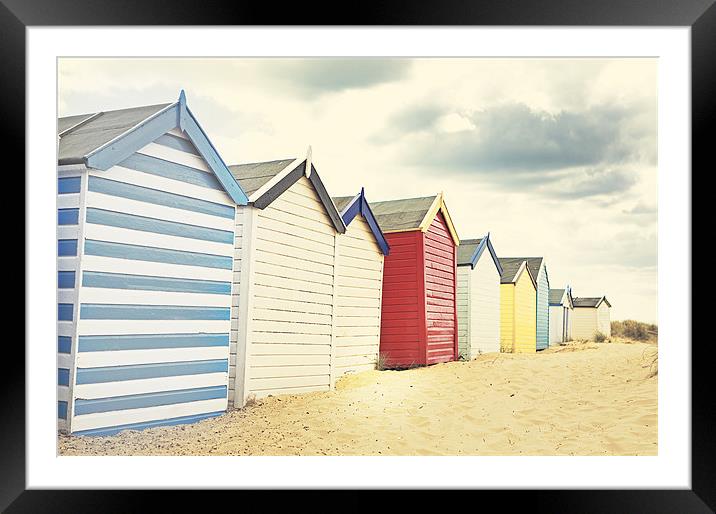 Sunny southwold - Beach huts Framed Mounted Print by Vicki Huckle