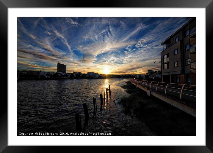 River Usk Sunset                                   Framed Mounted Print by Bob Morgans