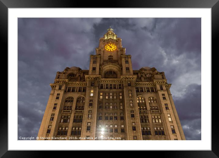 Liver building Liverpool pier head Framed Mounted Print by Steven Blanchard