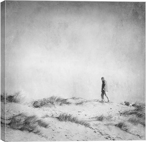 One Man and his Dog, Wells Next the Sea, Norfolk Canvas Print by Dave Turner