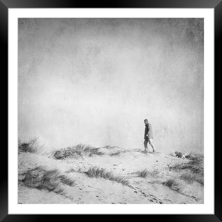 One Man and his Dog, Wells Next the Sea, Norfolk Framed Mounted Print by Dave Turner