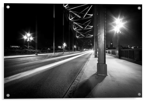 Tyne Bridge Road - B&W Acrylic by Paul Appleby