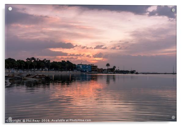 Sunrise over the Mar Menor Acrylic by Phil Reay