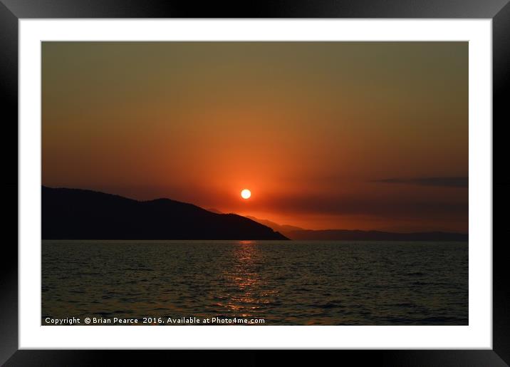 Sunset Thassos Greece Framed Mounted Print by Brian Pearce
