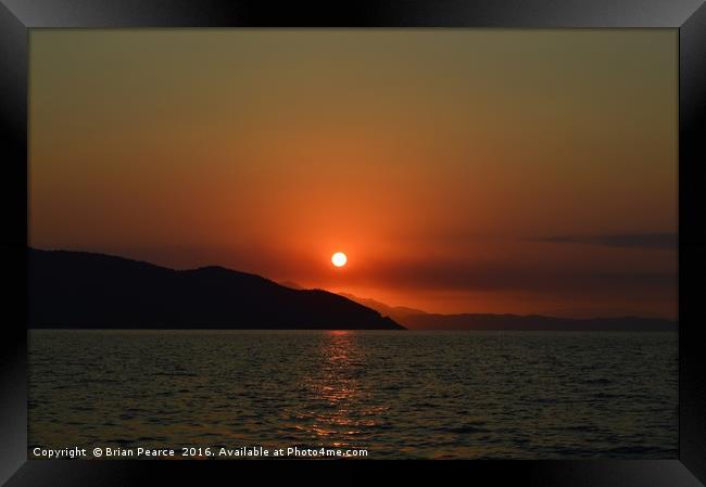 Sunset Thassos Greece Framed Print by Brian Pearce