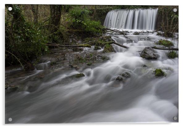 Bonsall Brook Waterfall Acrylic by James Grant