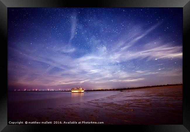 Midnight Beach Starlight Sky Framed Print by matthew  mallett