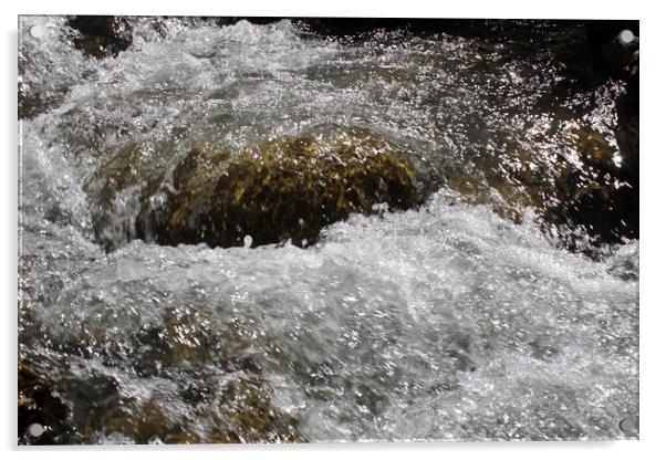 Rapids on mountain river Acrylic by Иван Щербанюк