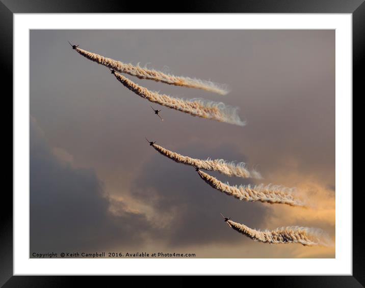 Red Arrows - Six at Sundown Framed Mounted Print by Keith Campbell
