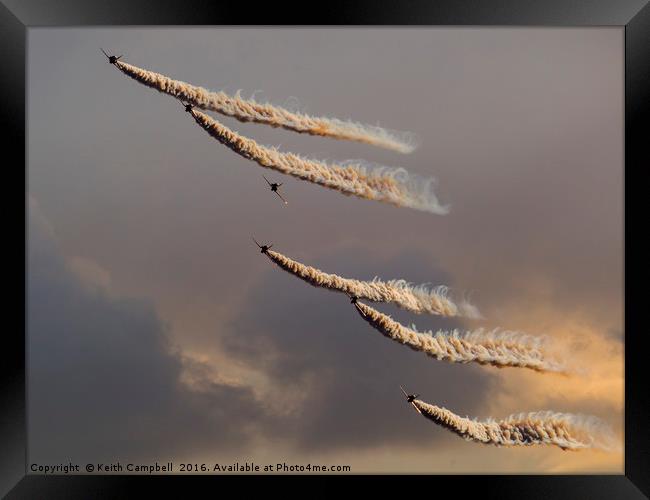 Red Arrows - Six at Sundown Framed Print by Keith Campbell
