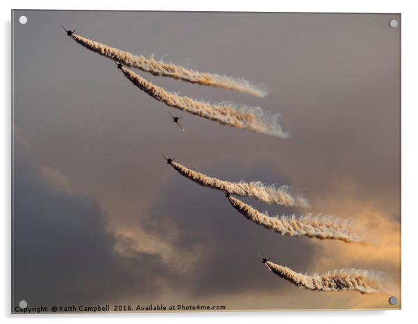 Red Arrows - Six at Sundown Acrylic by Keith Campbell