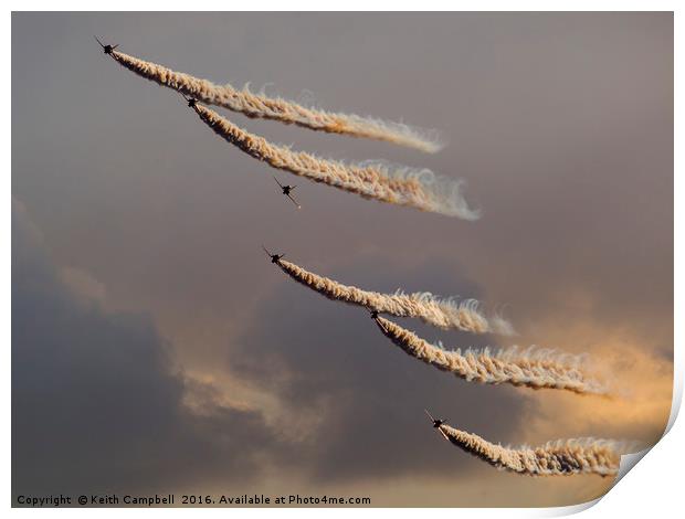 Red Arrows - Six at Sundown Print by Keith Campbell