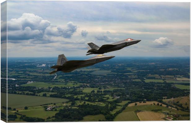 F22 and F35 RIAT Canvas Print by Oxon Images
