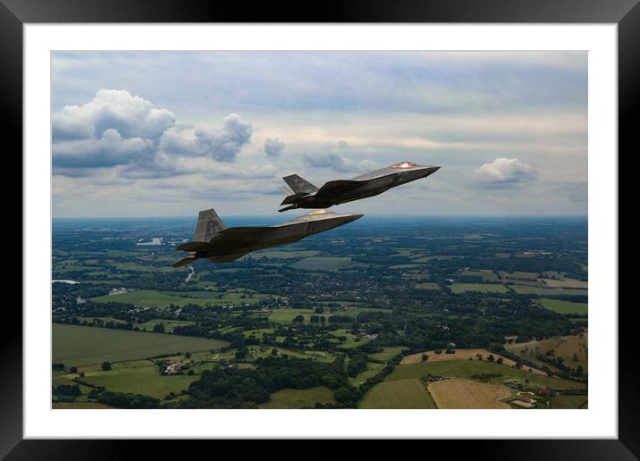 F22 and F35 RIAT Framed Mounted Print by Oxon Images