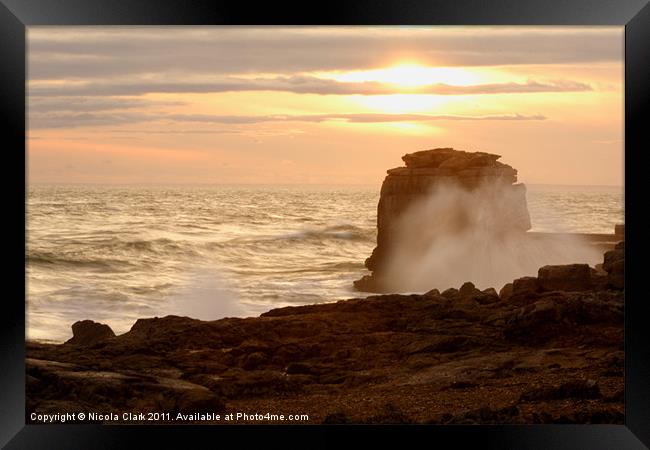 Crashing Waves at Pulpit Rock Framed Print by Nicola Clark
