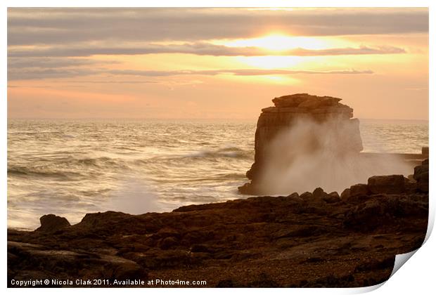 Crashing Waves at Pulpit Rock Print by Nicola Clark