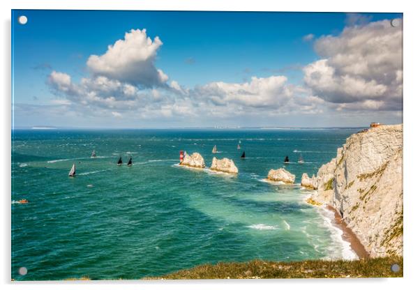 Big Boats At The Needles Acrylic by Wight Landscapes