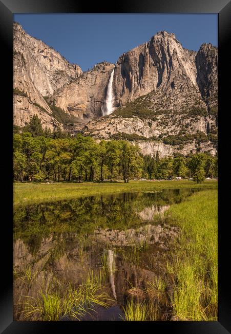 Upper Yosemite Falls Reflection Framed Print by Gareth Burge Photography