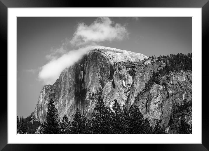 Half Dome Topped with Clouds Framed Mounted Print by Gareth Burge Photography