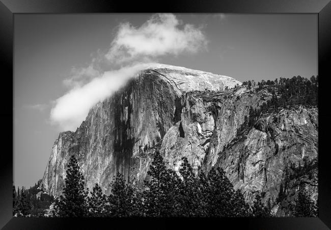 Half Dome Topped with Clouds Framed Print by Gareth Burge Photography