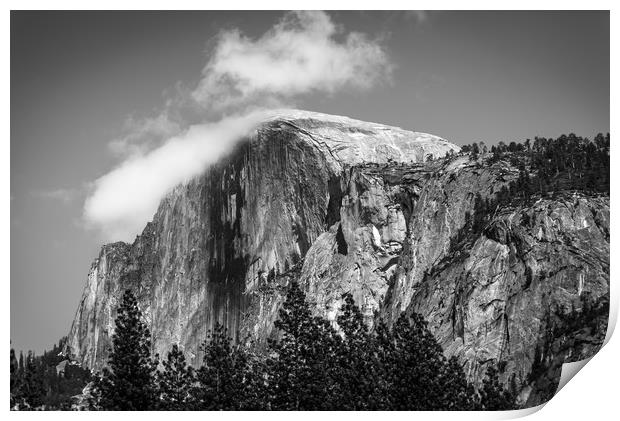 Half Dome Topped with Clouds Print by Gareth Burge Photography