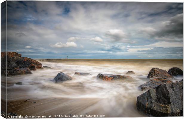 Rough Sea Sunny Day At Clacton  Canvas Print by matthew  mallett