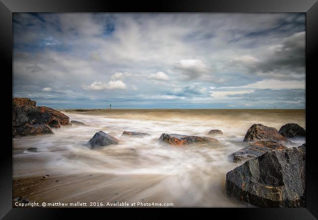 Rough Sea Sunny Day At Clacton  Framed Print by matthew  mallett